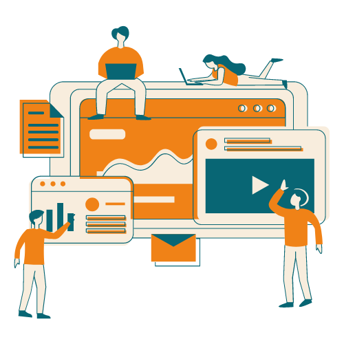Personnes qui construisent un site ensemble
