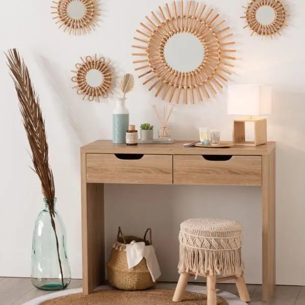 Miroirs Eminza en raphia